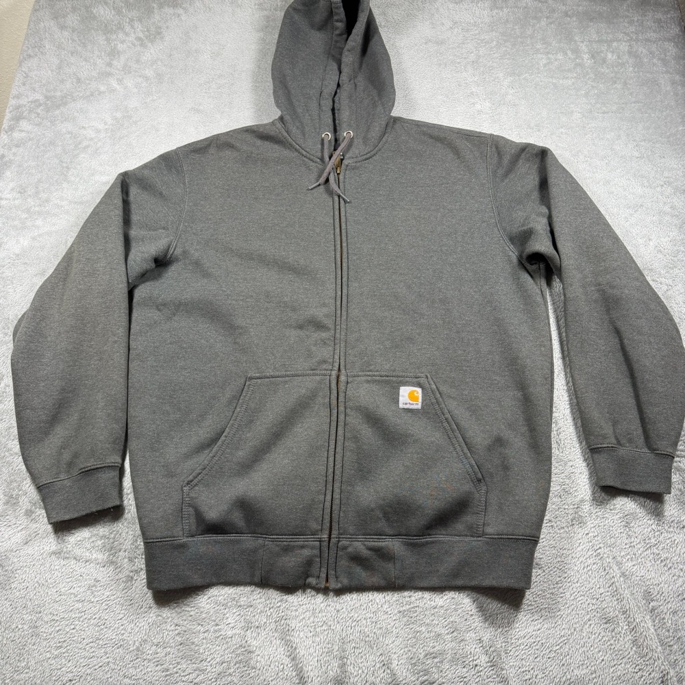 Carhartt Marquette Hoodie Mens Large Gray Loose Fit Full Zip TS0122-M